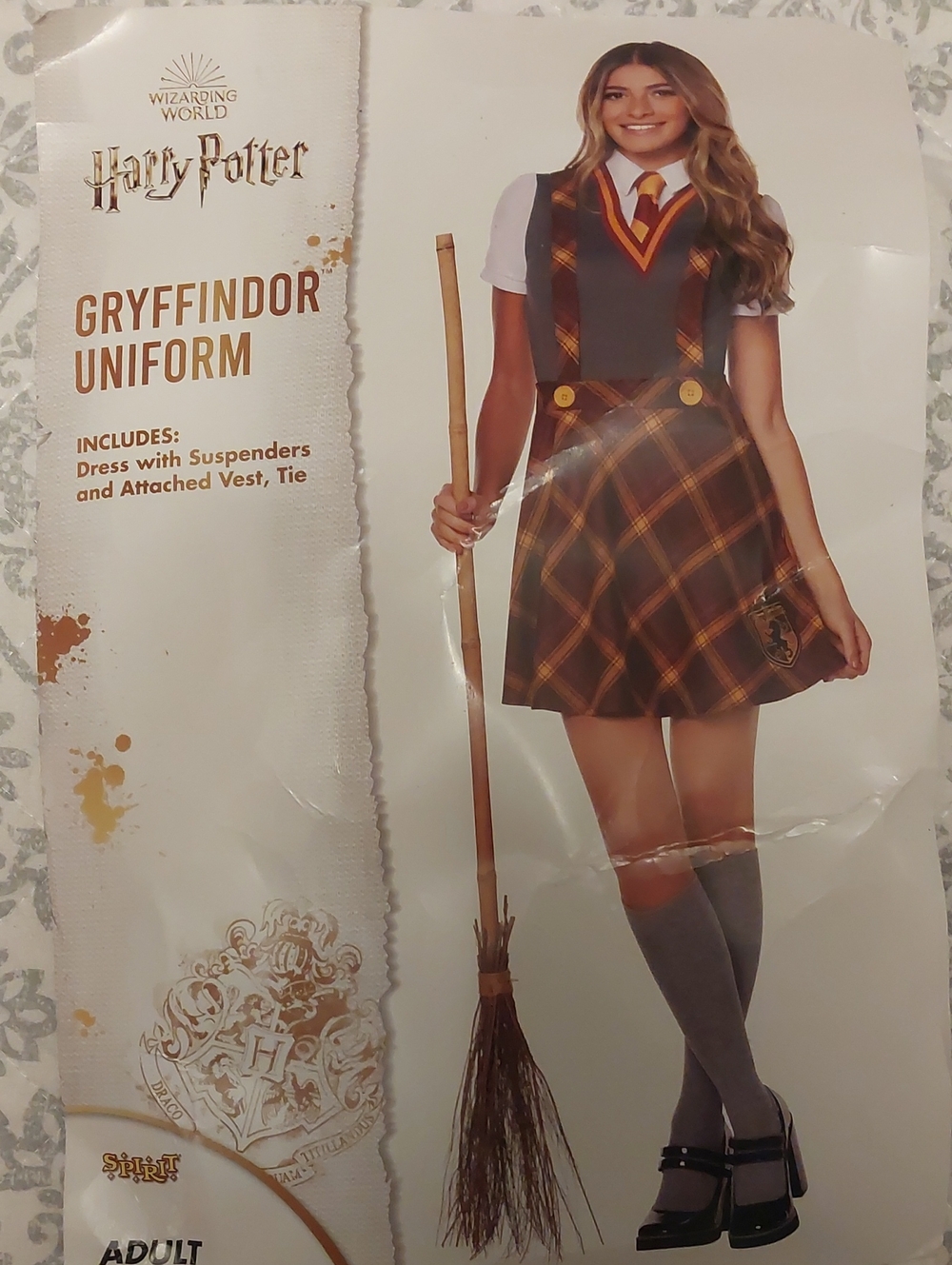 Spirit Harry Potrer Gryffindor Uniform Plaid Midi Dress in Red, Gold & Gray